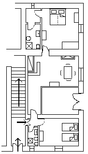 La plan de l'appartement Frantoio sur la place de Saturnia - Toscana